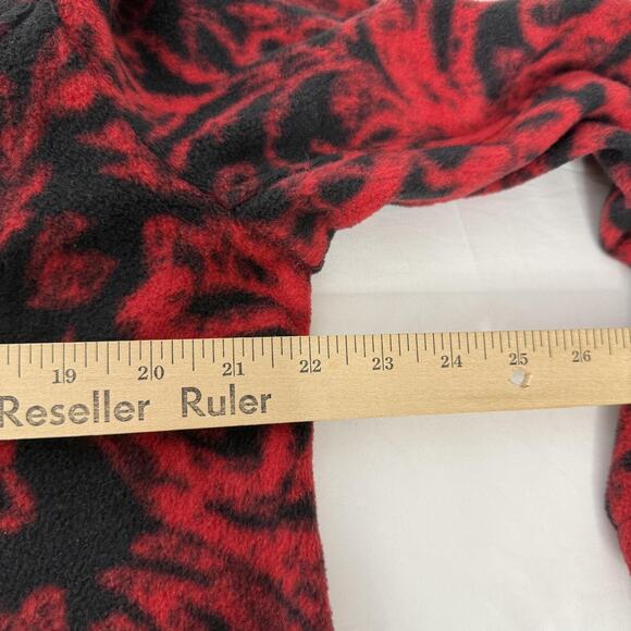 Susan Graver Weekend Rose Jacket Womens Large Red Black Fleece Snap Button - Picture 6 of 7